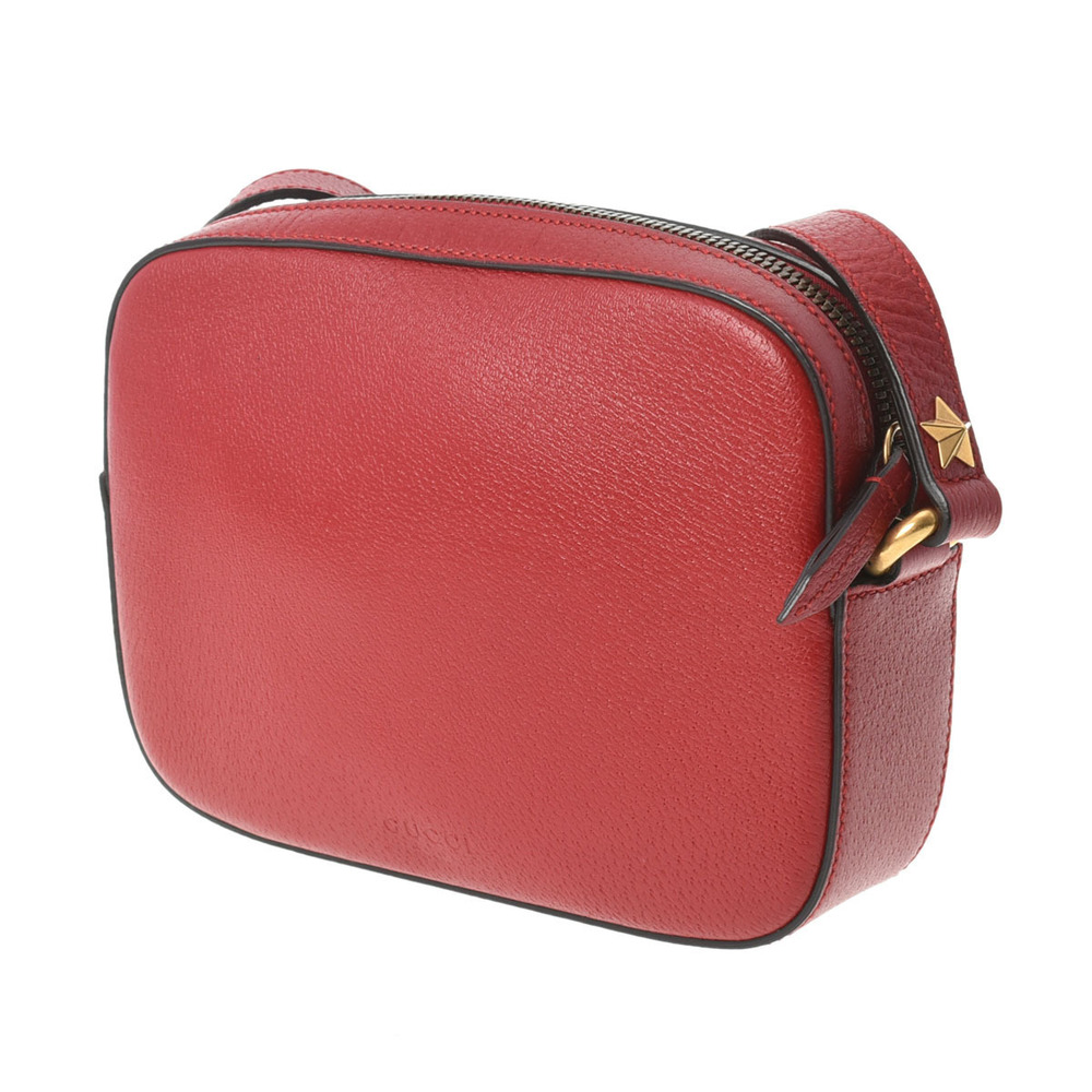 Gucci Shoulder Red Cat Leather Bag Red